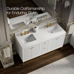 CalpaE 60'' bathroom vanity cabinet with sinks and quartz top - image 12