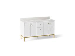 CalpaE 60'' bathroom vanity cabinet with sinks and quartz top - image 1