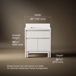 30'' bathroom vanity cabinet with sink and quartz top - image 3
