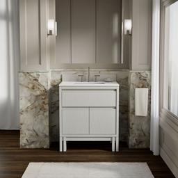 30'' bathroom vanity cabinet with sink and quartz top - image 2