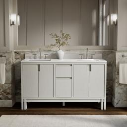 SoliveE 60'' bathroom vanity cabinet with sinks and quartz top - image 2