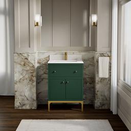 24'' bathroom vanity cabinet with sink and quartz top - image 2