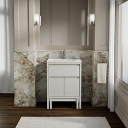 24'' bathroom vanity cabinet with sink and quartz top - image 2