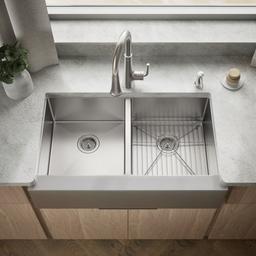 Kohler Strive Kitchen Sink | 35-1/2" | Undermount Farmhouse | Double-Equal-Bowl | SilentShield - Stainless Steel - image 2