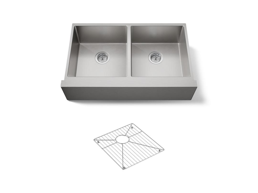 Kohler Strive Kitchen Sink | 35-1/2" | Undermount Farmhouse | Double-Equal-Bowl | SilentShield - Stainless Steel by Kohler