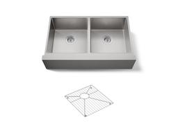 Kohler Strive Kitchen Sink | 35-1/2" | Undermount Farmhouse | Double-Equal-Bowl | SilentShield - Stainless Steel - image 1