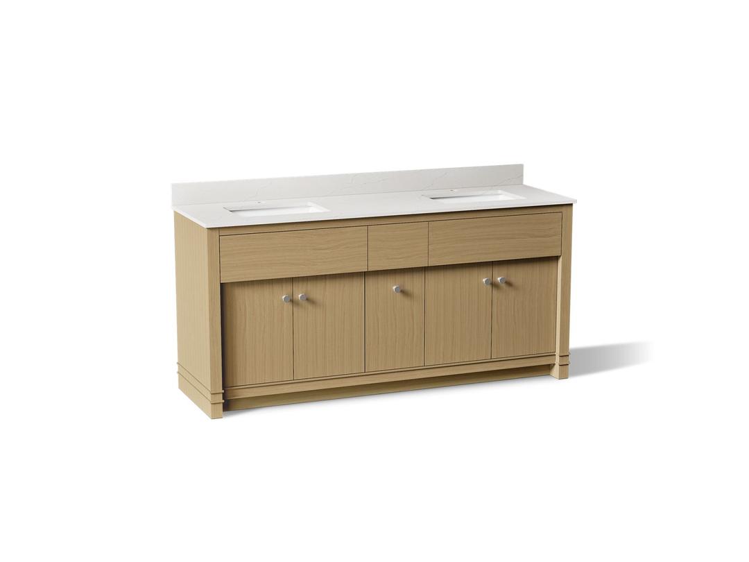 AlouetteE 72'' bathroom vanity cabinet with sinks and quartz top by Kohler