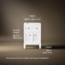 Hearthaven 24'' bathroom vanity cabinet with sink and quartz top - image 3