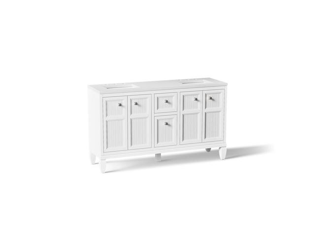 Hearthaven 60'' bathroom vanity cabinet with sinks and quartz top