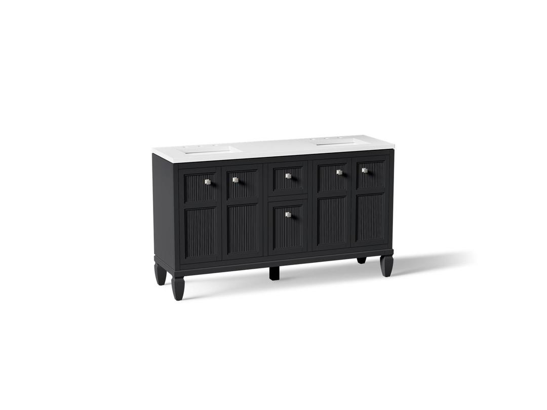 Hearthaven 60'' bathroom vanity cabinet with sinks and quartz top by Kohler