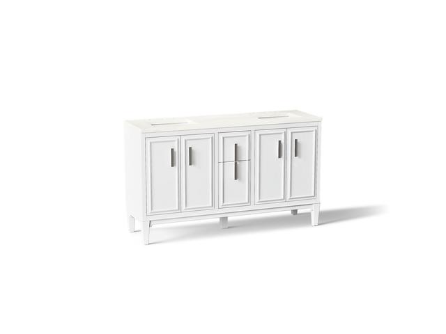 Southerk 60'' bathroom vanity cabinet with sinks and quartz top