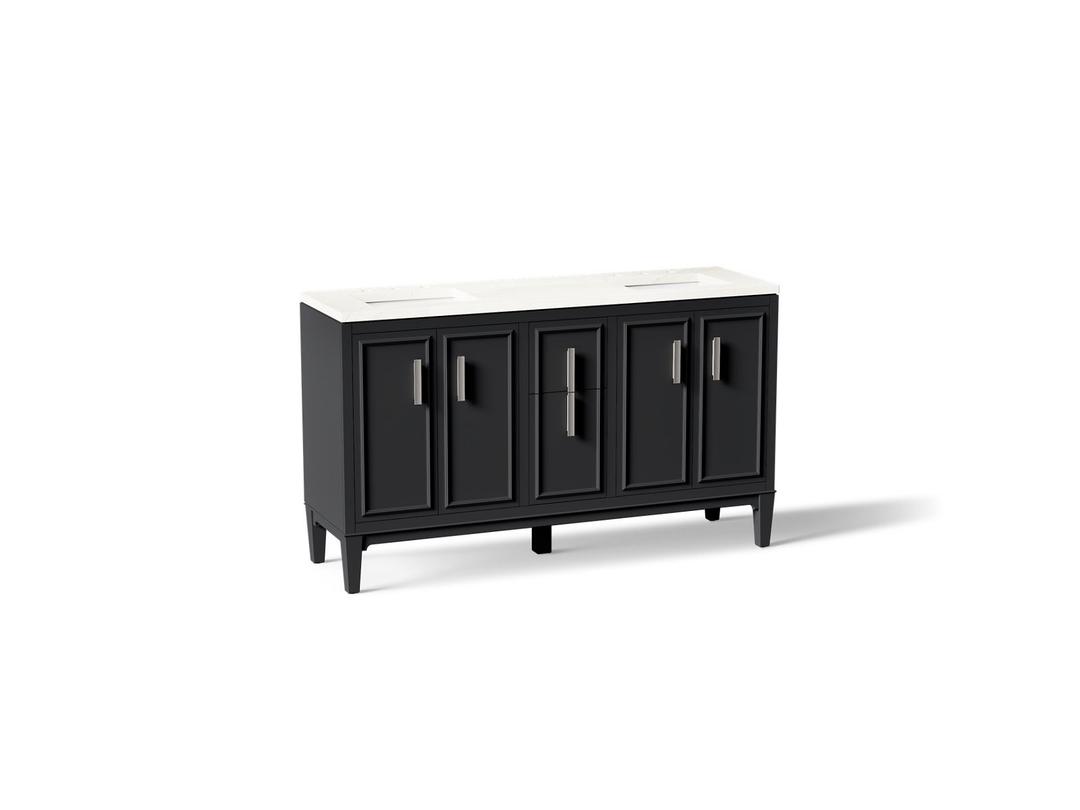 Southerk 60'' bathroom vanity cabinet with sinks and quartz top by Kohler