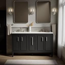 Southerk 60'' bathroom vanity cabinet with sinks and quartz top - image 2