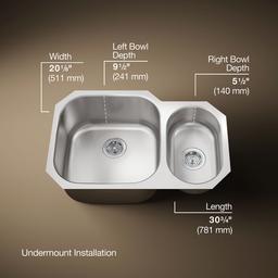 Undertone 30-3/4'' undermount double-bowl kitchen sink - Stainless Steel - image 3