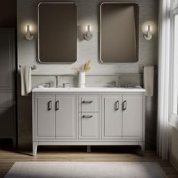 Seer 60'' bathroom vanity cabinet with sinks and quartz top - image 2
