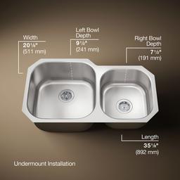 Undertone 35-1/4 undermount double-bowl kitchen sink - Stainless Steel - image 3
