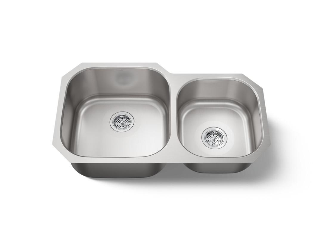 Undertone 35-1/4 undermount double-bowl kitchen sink - Stainless Steel by Kohler