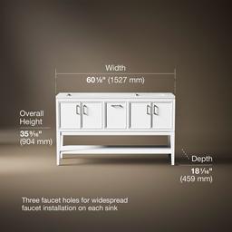 Winnow 60'' bathroom vanity cabinet with sinks and quartz top - image 3