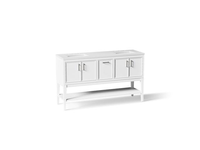 Winnow 60'' bathroom vanity cabinet with sinks and quartz top