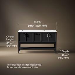 Winnow 60'' bathroom vanity cabinet with sinks and quartz top - image 3