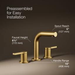 Elate Widespread bathroom sink faucet, 0.5 gpm - Vibrant Brushed Moderne Brass - image 3