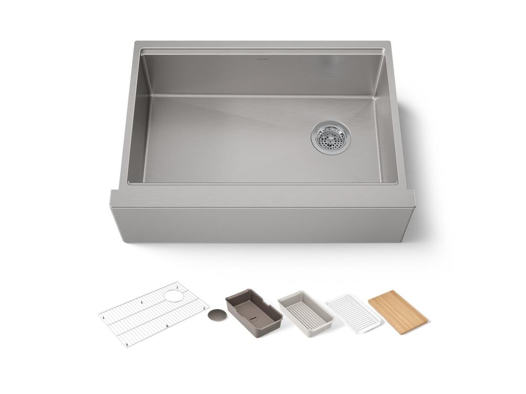 Kohler Strive Kitchen Sink | 29-1/2" | Undermount Farmhouse | Single-Bowl | Workstation - Stainless Steel by Kohler