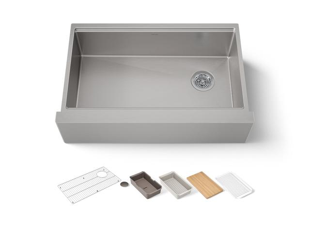 Kohler Strive Kitchen Sink | 32-1/2" | Undermount Farmhouse | Single-Bowl | Workstation - Stainless Steel