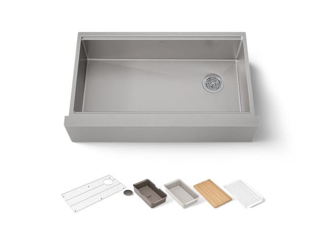 Kohler Strive Kitchen Sink | 35-1/2" | Undermount Farmhouse | Single-Bowl | Workstation - Stainless Steel