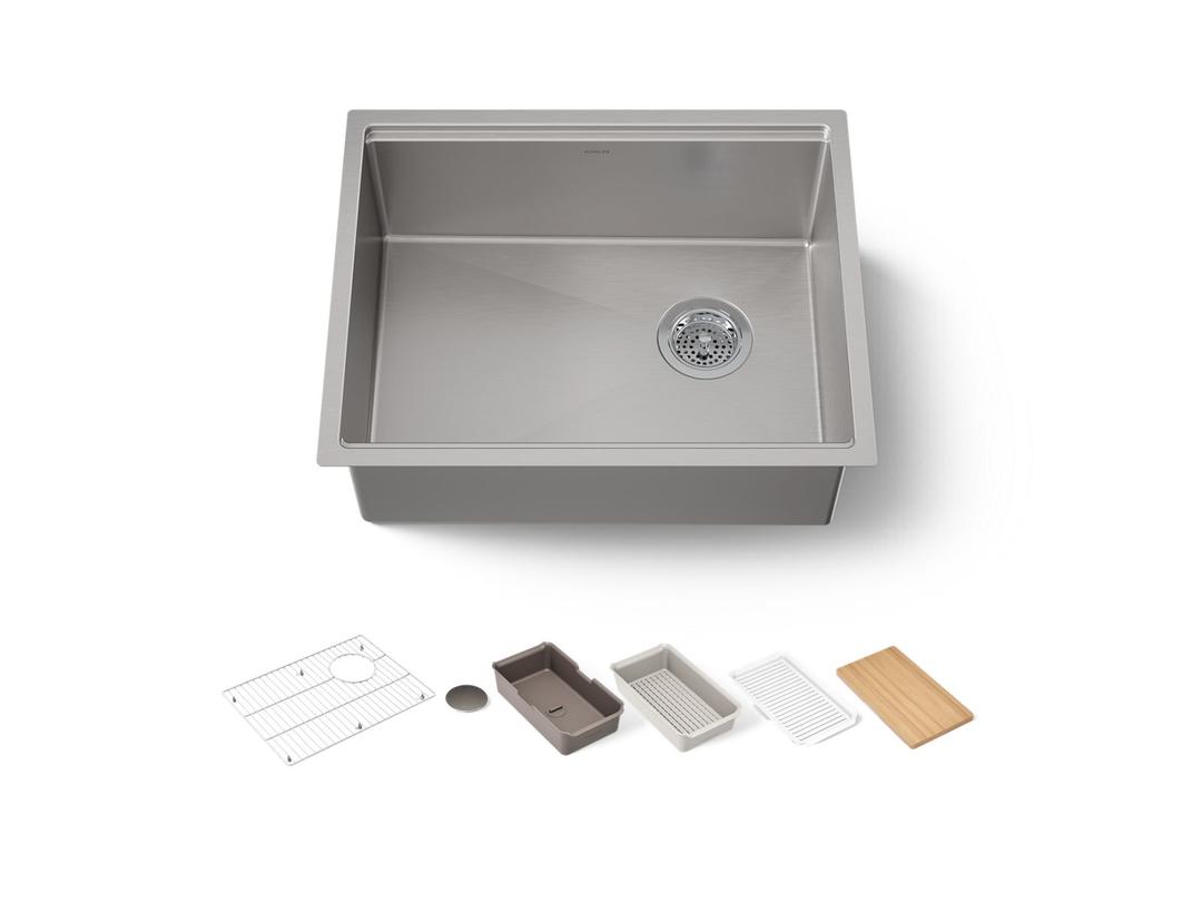 Strive 23'' undermount single-bowl workstation kitchen sink - Stainless Steel by Kohler