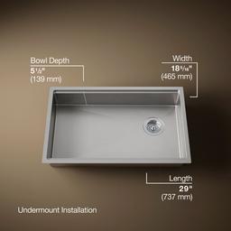 Kohler Strive Kitchen Sink | 29" | Undermount | Single-Bowl | Workstation - Stainless Steel - image 3