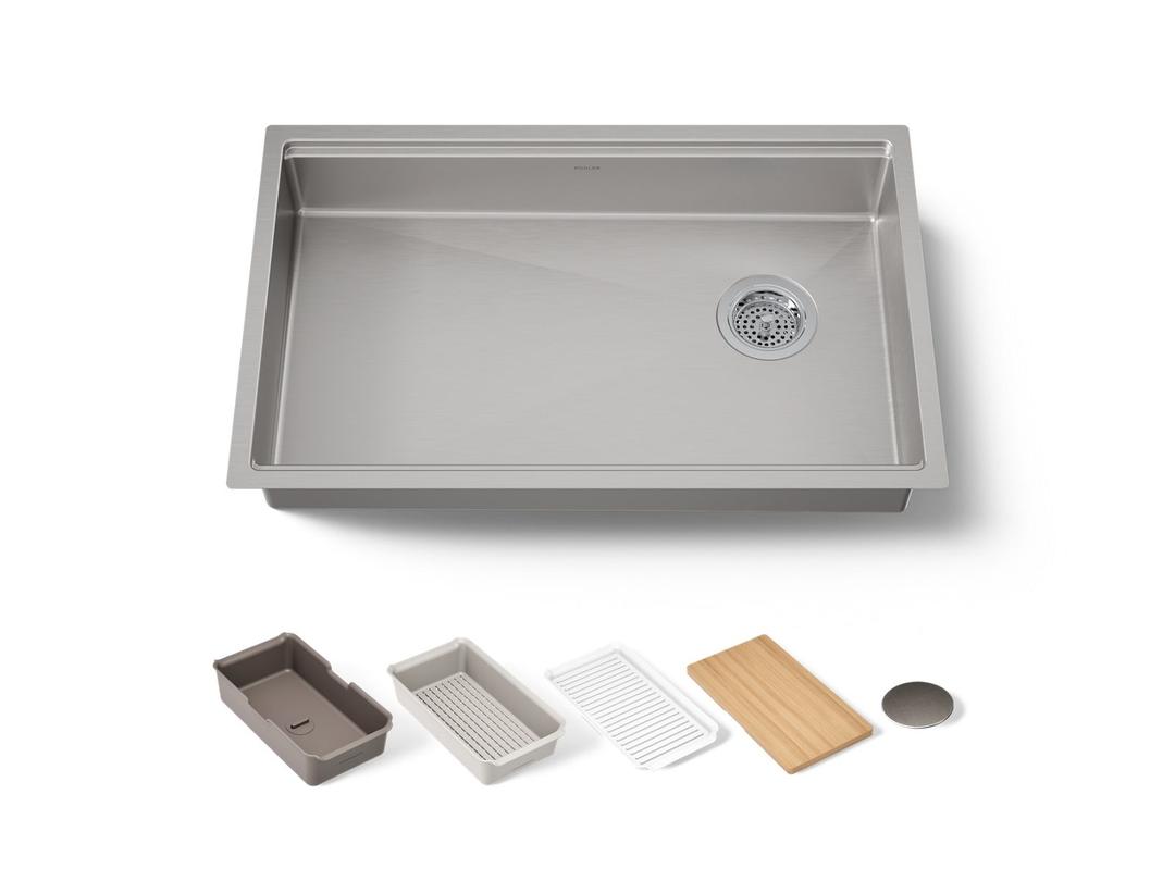Kohler Strive Kitchen Sink | 29" | Undermount | Single-Bowl | Workstation - Stainless Steel by Kohler
