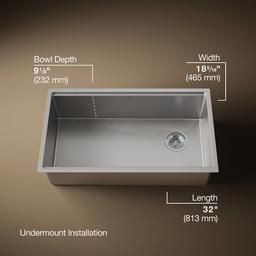 Kohler Strive Kitchen Sink | 32" | Undermount | Single-Bowl | Workstation - Stainless Steel - image 3