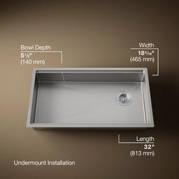 Kohler Strive Kitchen Sink | 32" | Undermount | Single-Bowl | Workstation - Stainless Steel - image 3