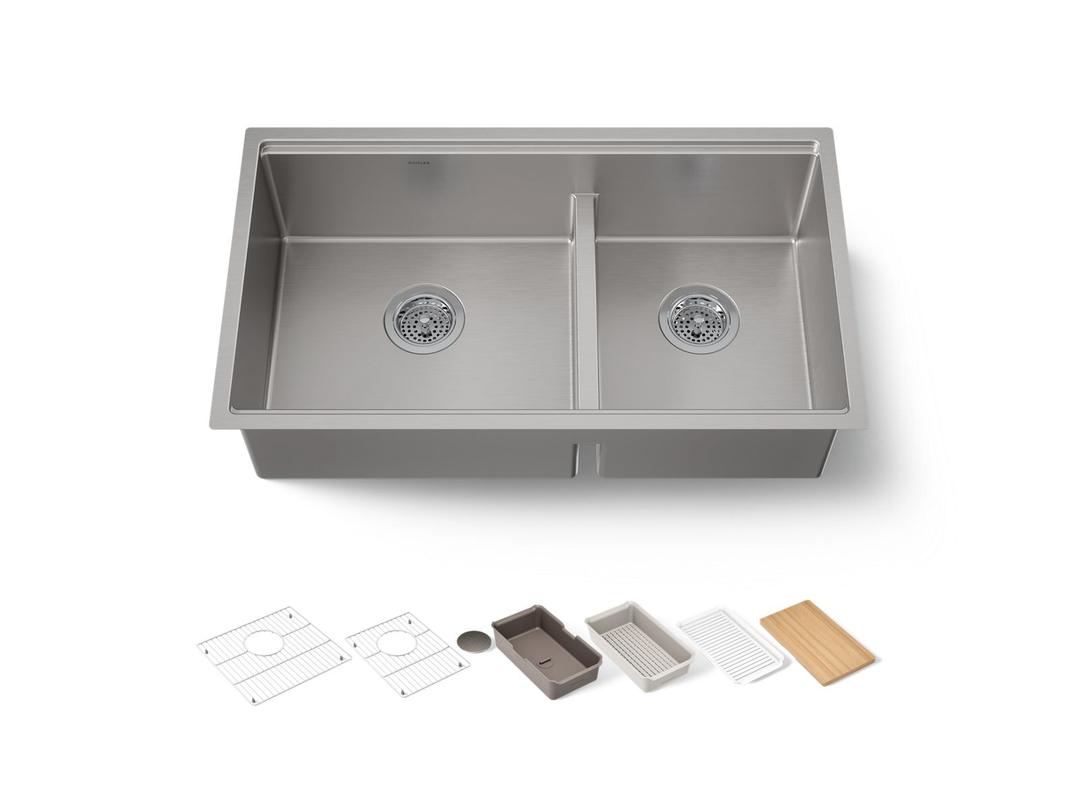 Kohler Strive Kitchen Sink | 32" | Undermount | Double-Equal-Bowl | Smart Divide - Stainless Steel by Kohler