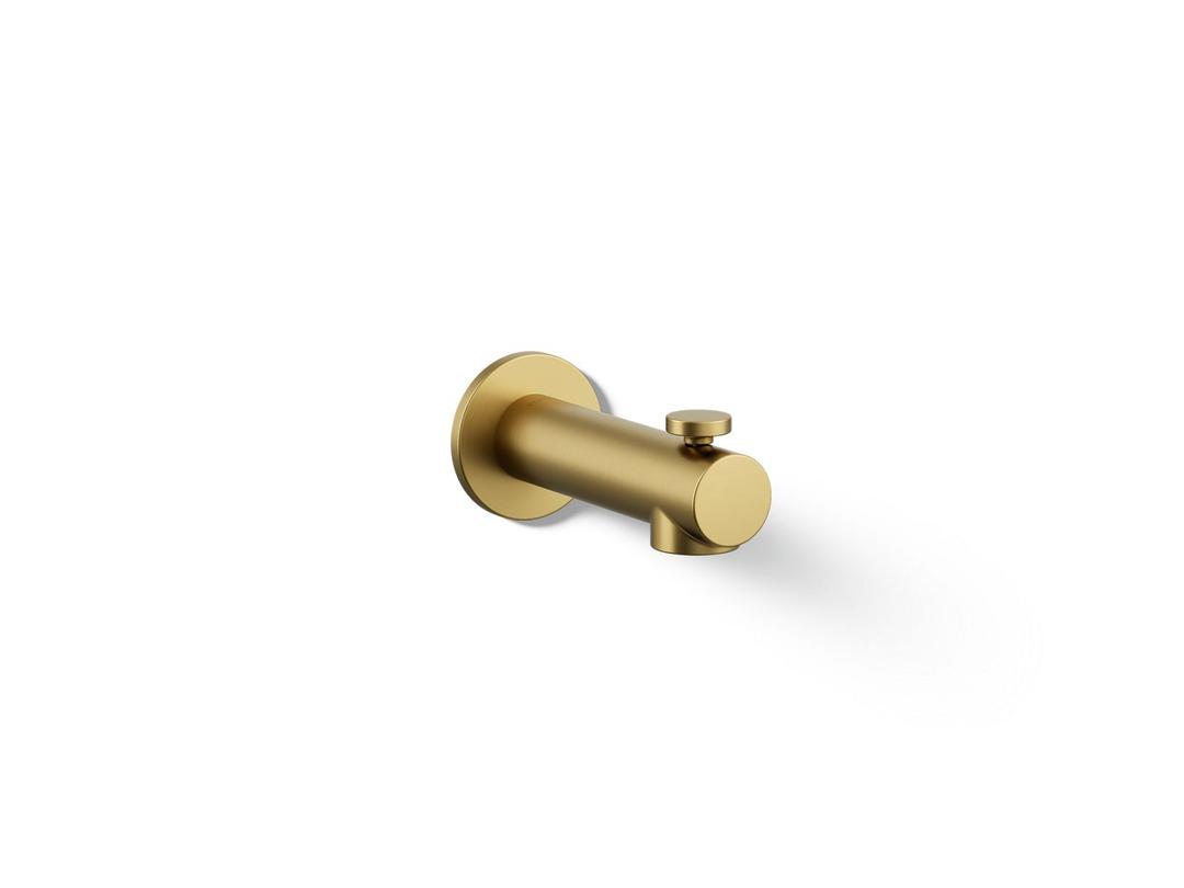 Elate Wall-mount bath spout with diverter - Vibrant Brushed Moderne Brass by Kohler