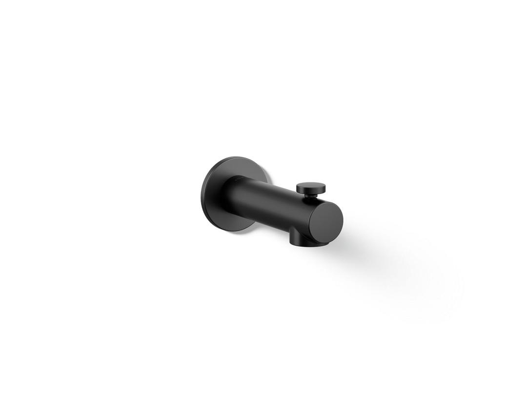 Elate Wall-mount bath spout with diverter - Matte Black by Kohler