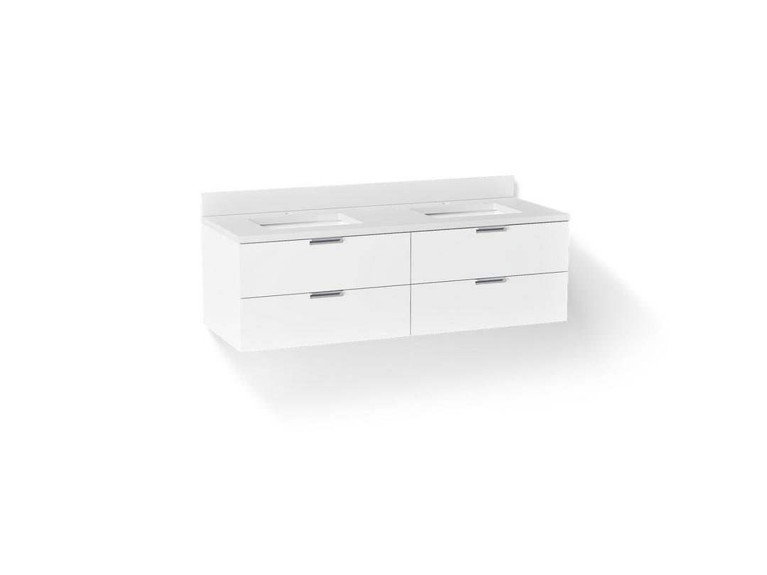 Kohler Maxstowe 60'' Wall-hung Bathroom Vanity Cabinet with Sink and Quartz Top - White by Kohler