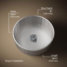 Brinx 18-3/4'' top-mount single-bowl bar sink - image 3