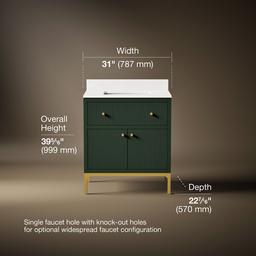 30'' bathroom vanity cabinet with sink and quartz top - image 3