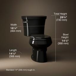 Kohler Wellworth Toilet | Two-Piece | Round-Front | 1.28 GPF | Canister Flush Valve - Black - image 3