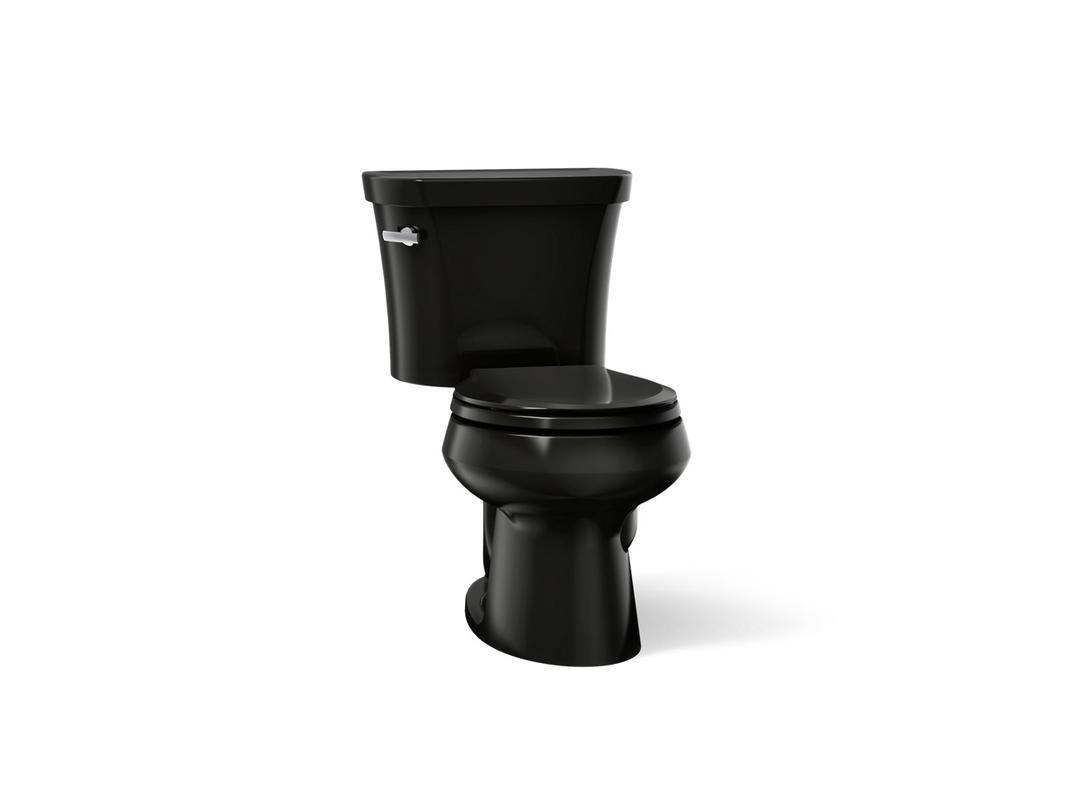 Kohler Wellworth Toilet | Two-Piece | Round-Front | 1.28 GPF | Canister Flush Valve - Black by Kohler