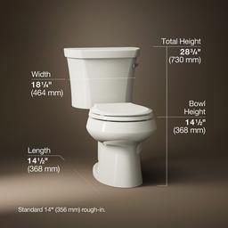 Kohler Wellworth Toilet | Two-Piece | Round-Front | 1.28 GPF | Canister Flush Valve - Biscuit - image 3