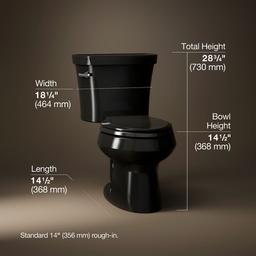 Kohler Wellworth Toilet | Two-Piece | Elongated | 1.28 GPF | Canister Flush Valve - Black - image 3