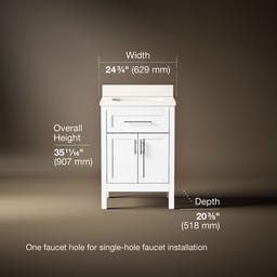 HadronE 24'' bathroom vanity cabinet with sink and quartz top - White - image 3