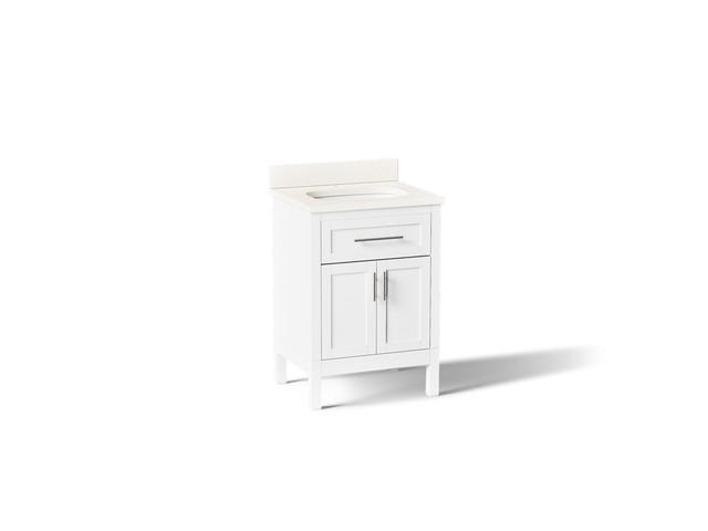 HadronE 24'' bathroom vanity cabinet with sink and quartz top - Light Oak