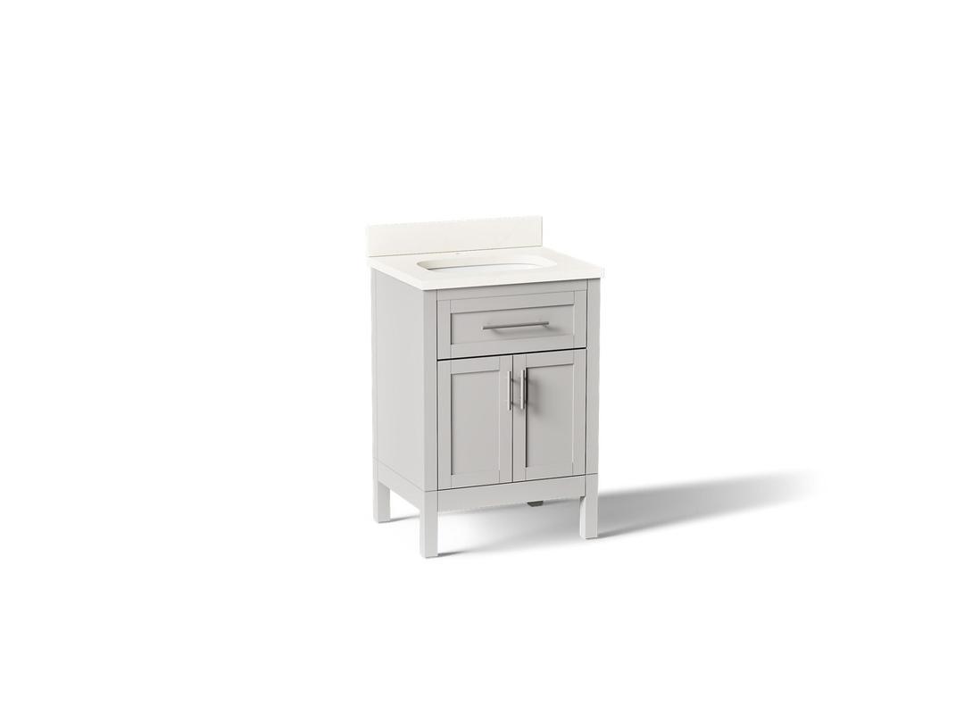 HadronE 24'' bathroom vanity cabinet with sink and quartz top - Atmos Grey by Kohler