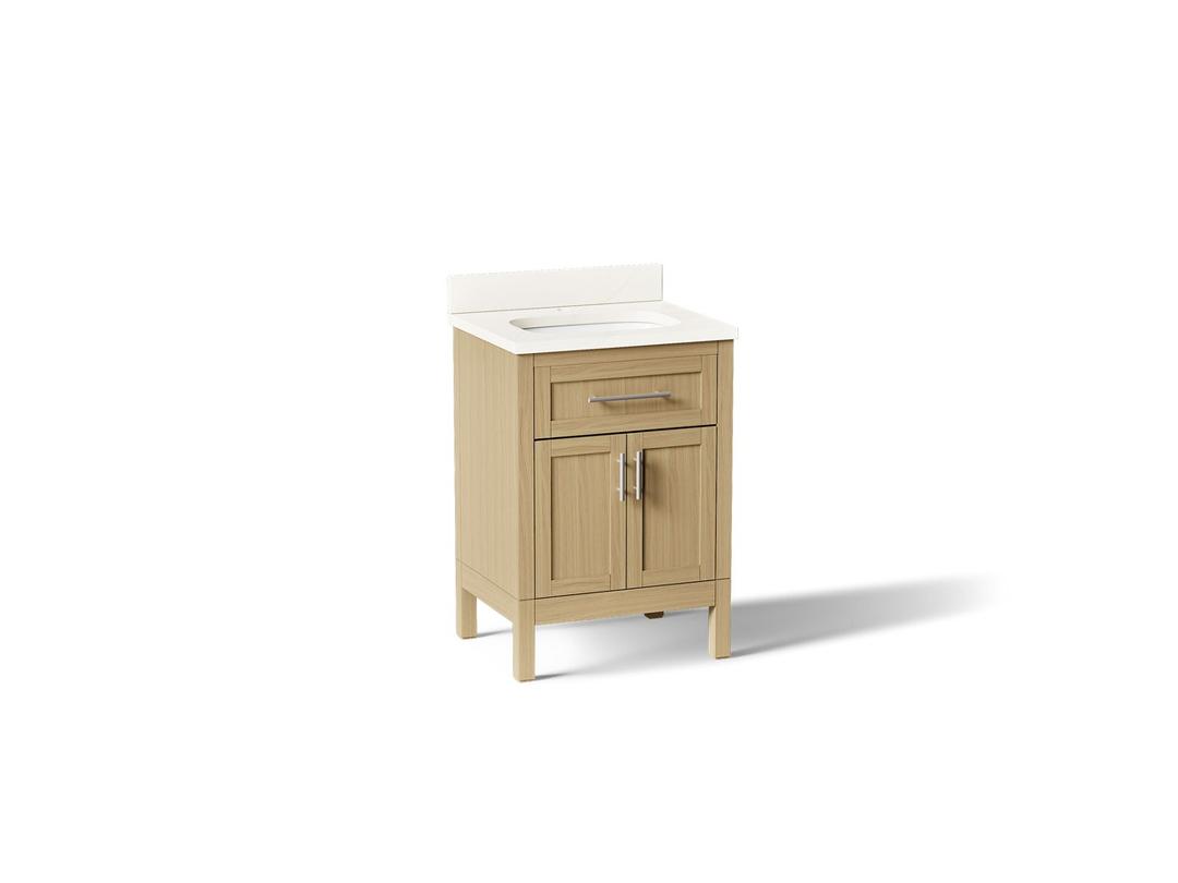 HadronE 24'' bathroom vanity cabinet with sink and quartz top - Light Oak by Kohler