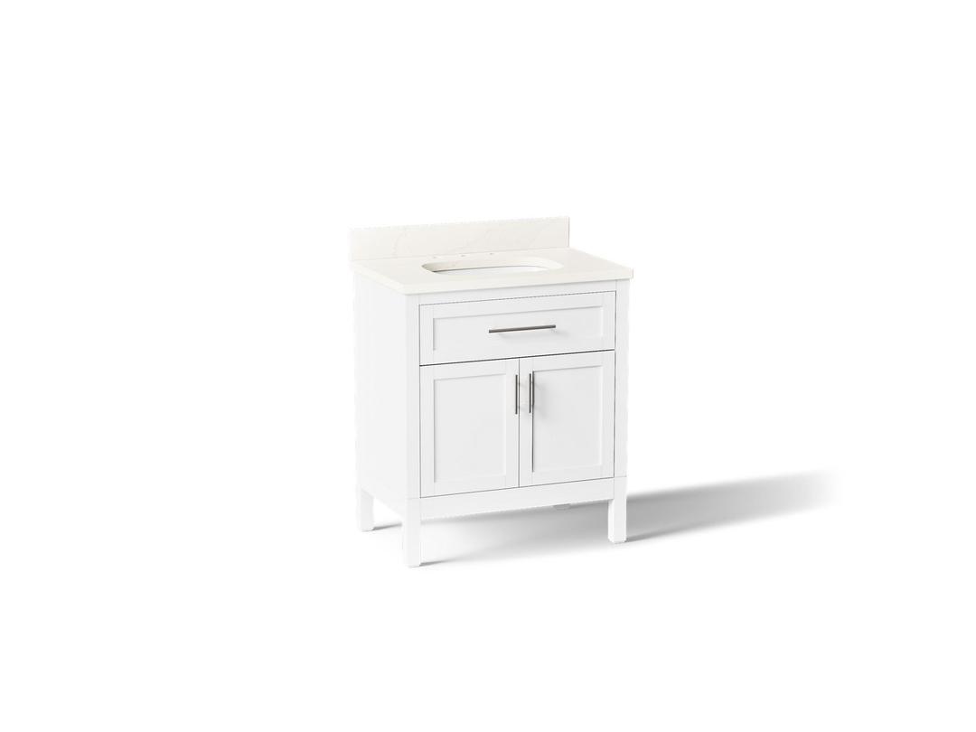 HadronE 30'' bathroom vanity cabinet with sink and quartz top - White by Kohler