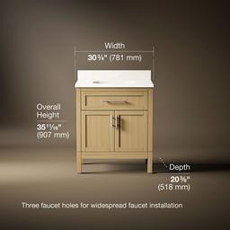HadronE 30'' bathroom vanity cabinet with sink and quartz top - Light Oak - image 3