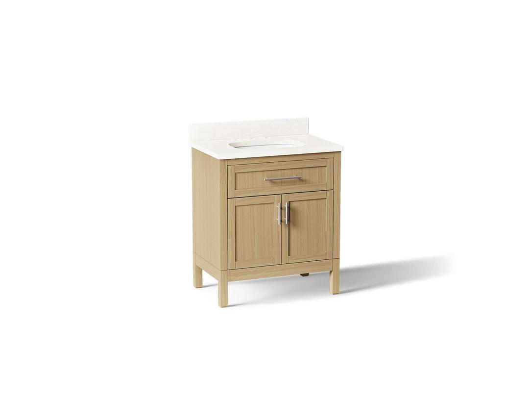 HadronE 30'' bathroom vanity cabinet with sink and quartz top - Light Oak by Kohler